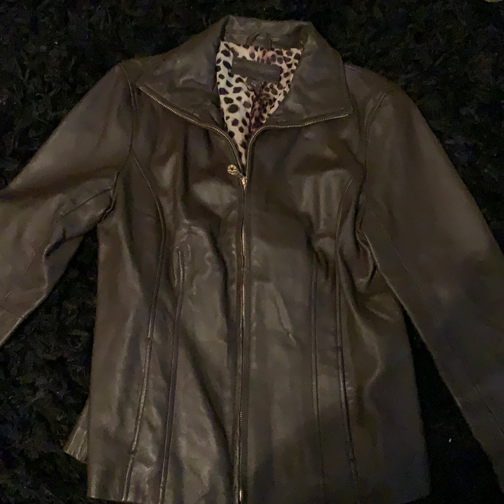 Dark brown leather jacket